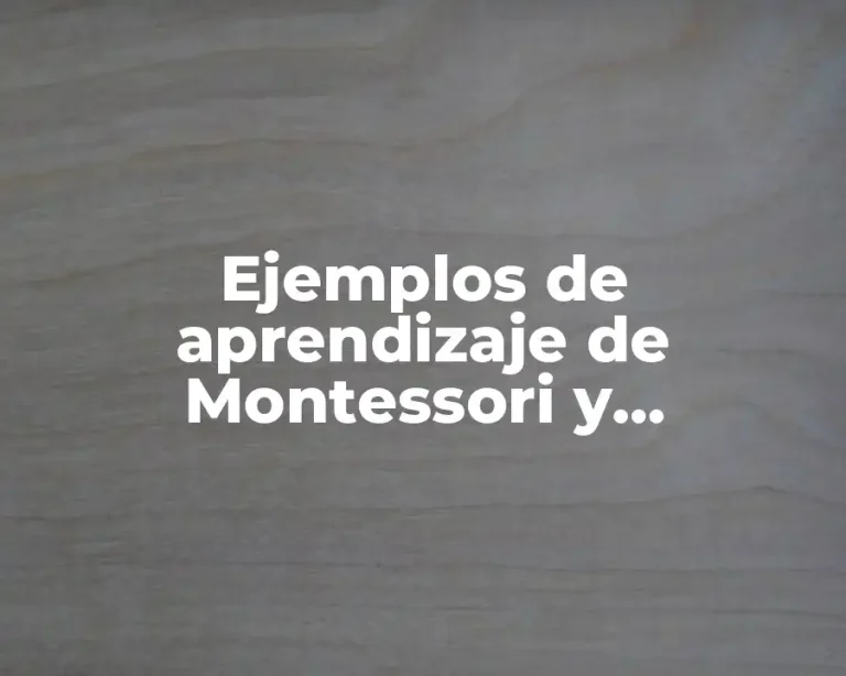 Ejemplos de aprendizaje de Montessori y Significado