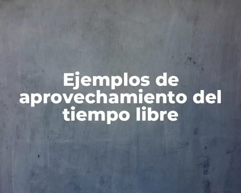 Ejemplos de aprovechamiento del tiempo libre
