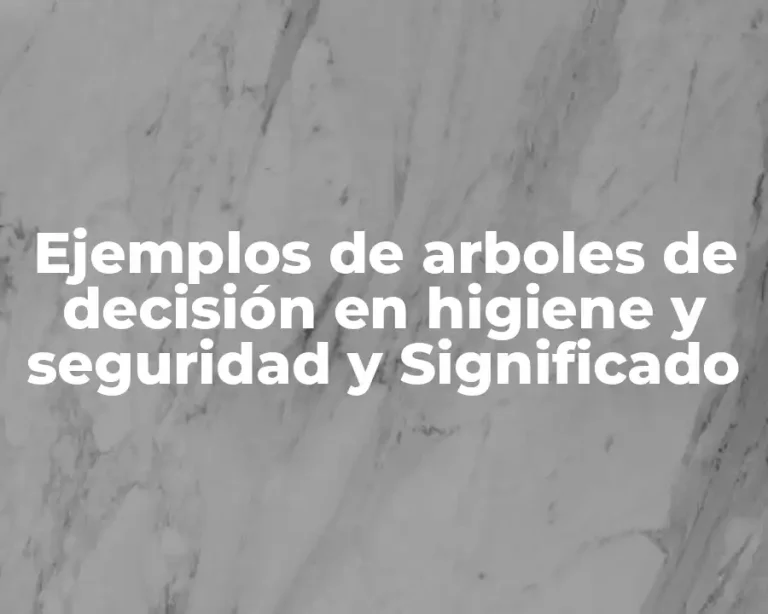 Ejemplos de arboles de decisión en higiene y seguridad y Significado