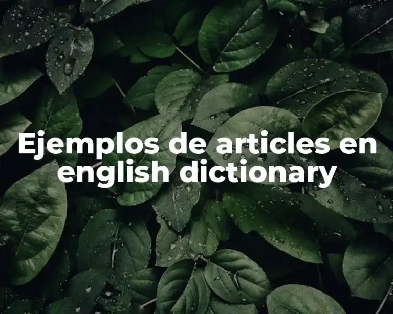 Ejemplos de articles en english dictionary
