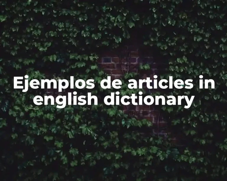 Ejemplos de articles in english dictionary