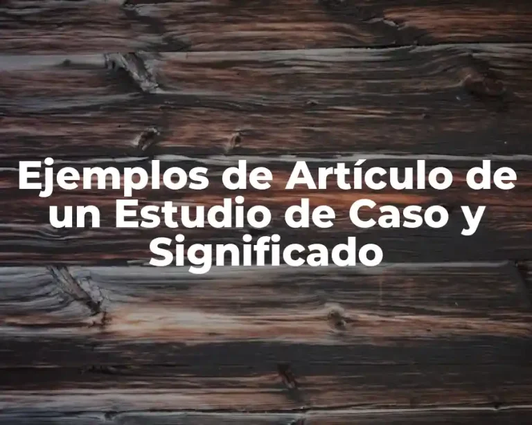 Ejemplos de Artículo de un Estudio de Caso y Significado