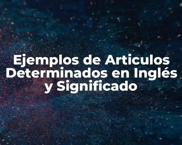 Ejemplos de Articulos Determinados en Inglés y Significado