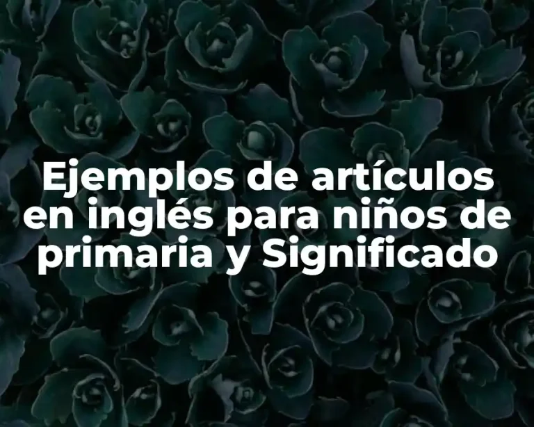 Ejemplos de artículos en inglés para niños de primaria y Significado