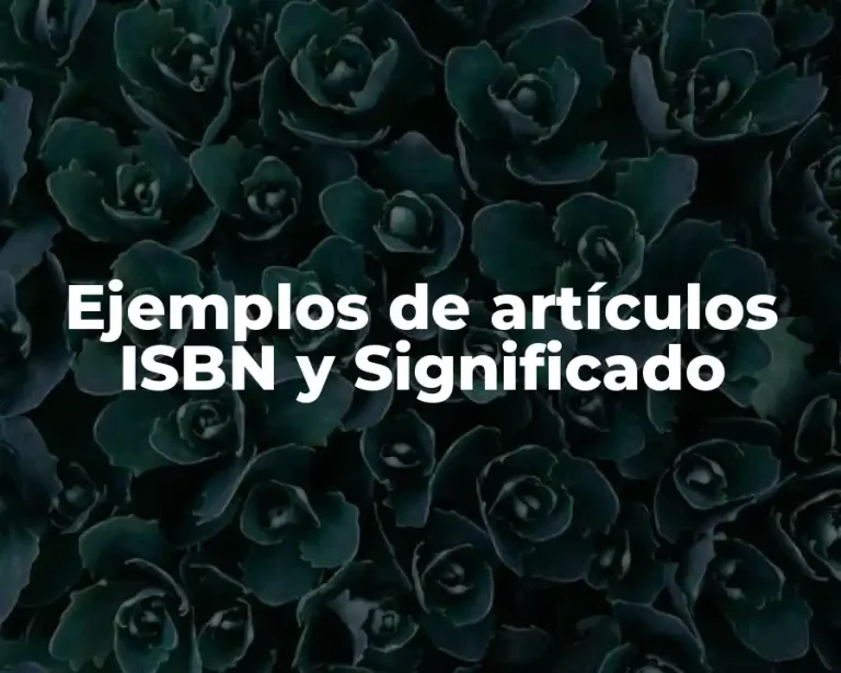Ejemplos de artículos ISBN y Significado