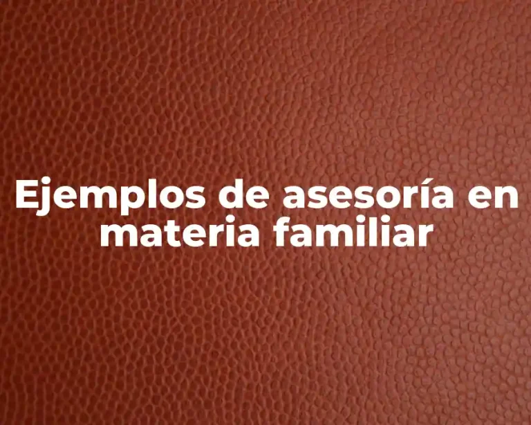 Ejemplos de asesoría en materia familiar