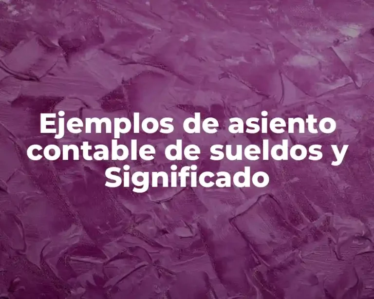 Ejemplos de asiento contable de sueldos y Significado