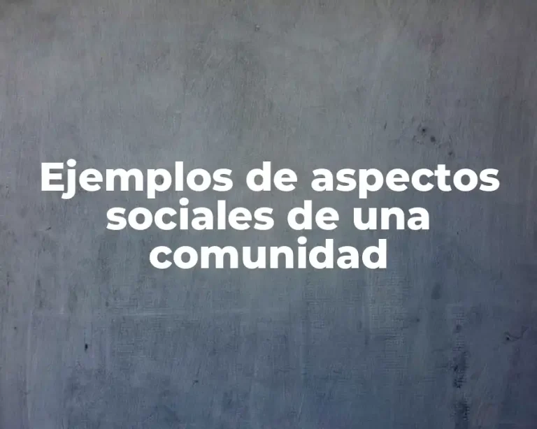 Ejemplos de aspectos sociales de una comunidad
