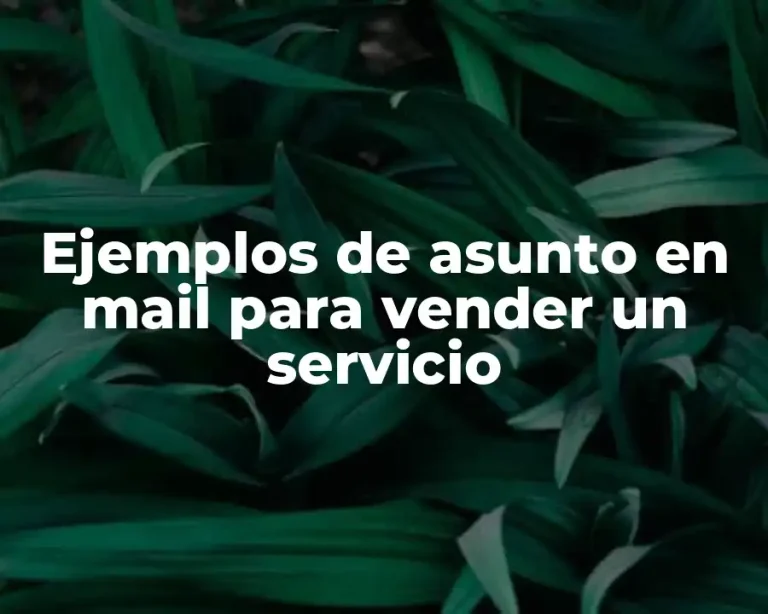 Ejemplos de asunto en mail para vender un servicio
