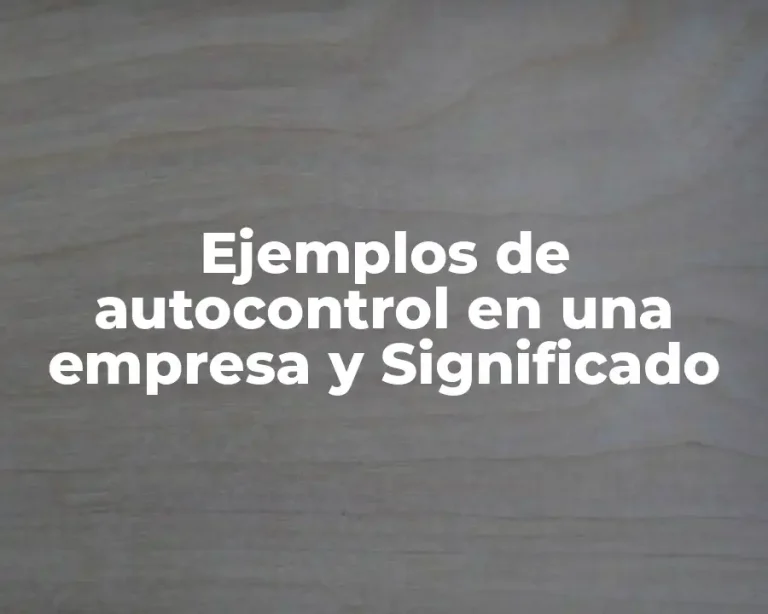 Ejemplos de autocontrol en una empresa y Significado