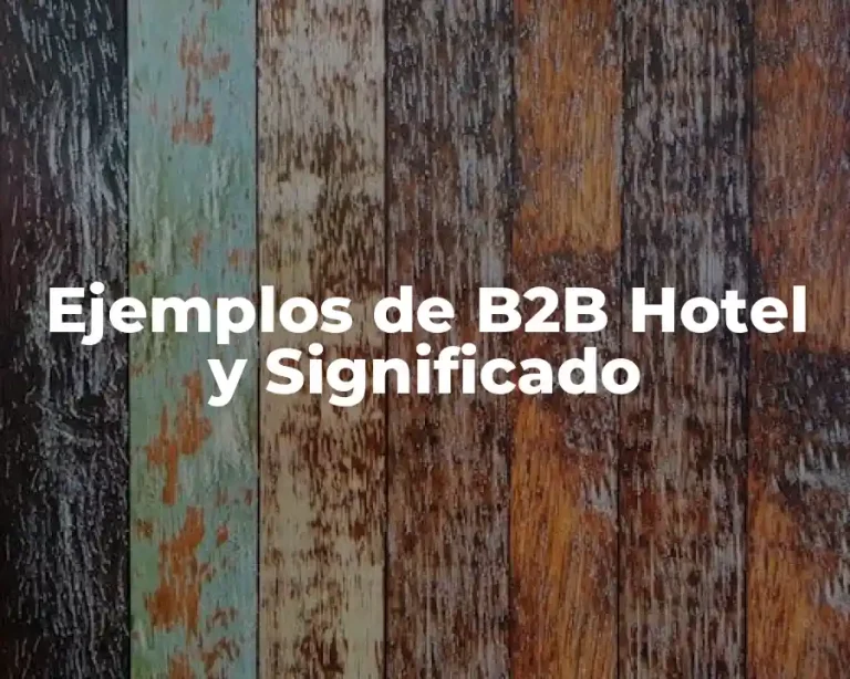 Ejemplos de B2B Hotel y Significado
