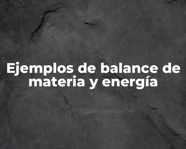 Ejemplos de balance de materia y energía