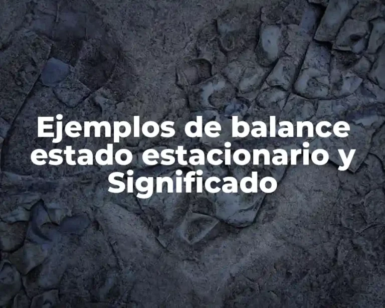 Ejemplos de balance estado estacionario y Significado