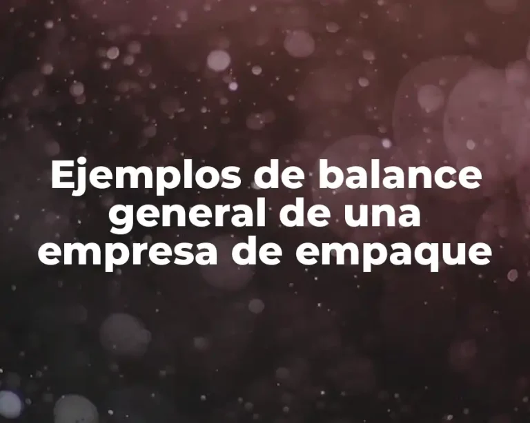 Ejemplos de balance general de una empresa de empaque