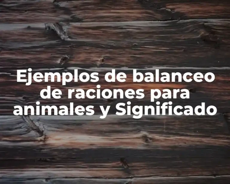 Ejemplos de balanceo de raciones para animales y Significado