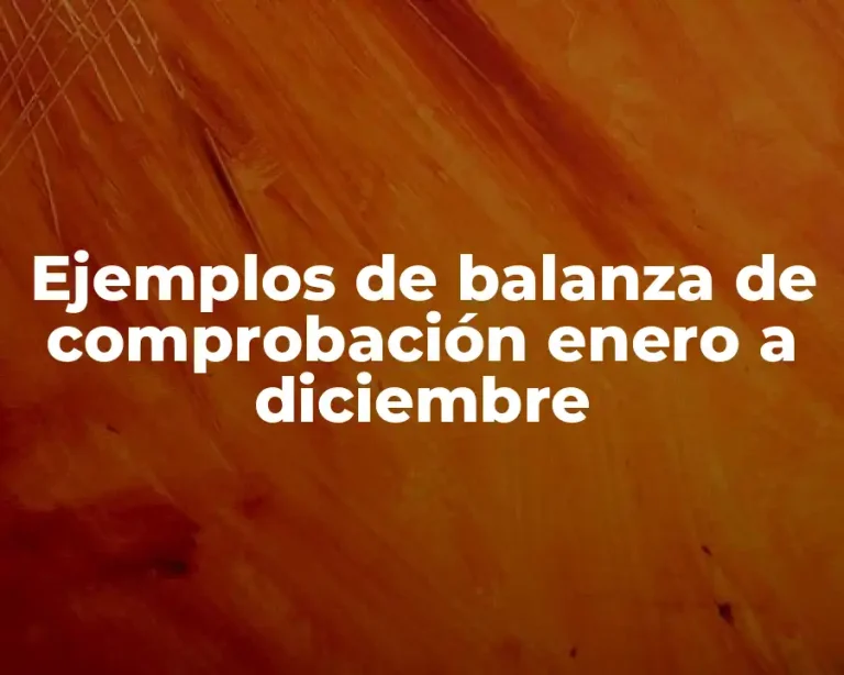 Ejemplos de balanza de comprobación enero a diciembre