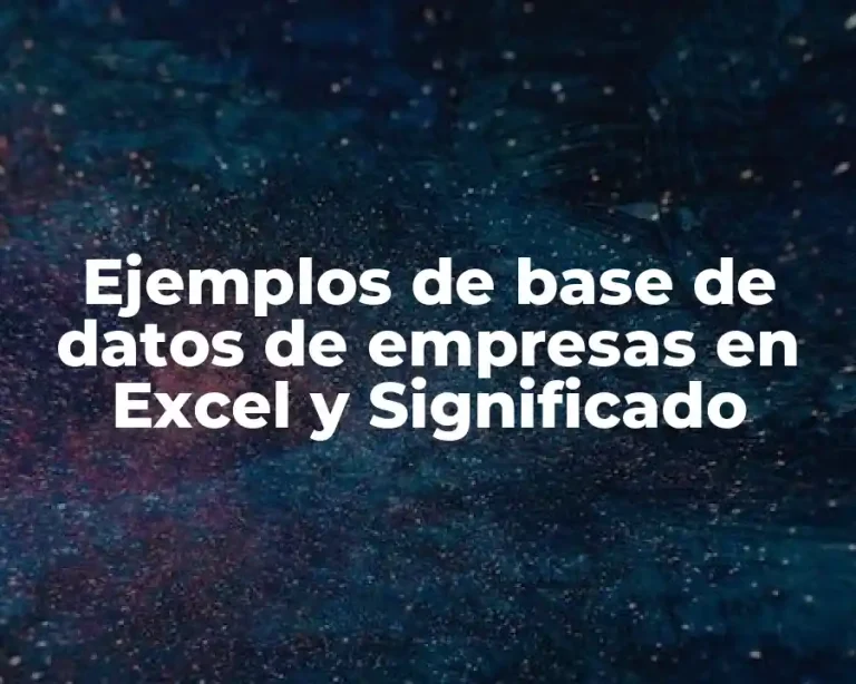 Ejemplos de base de datos de empresas en Excel y Significado