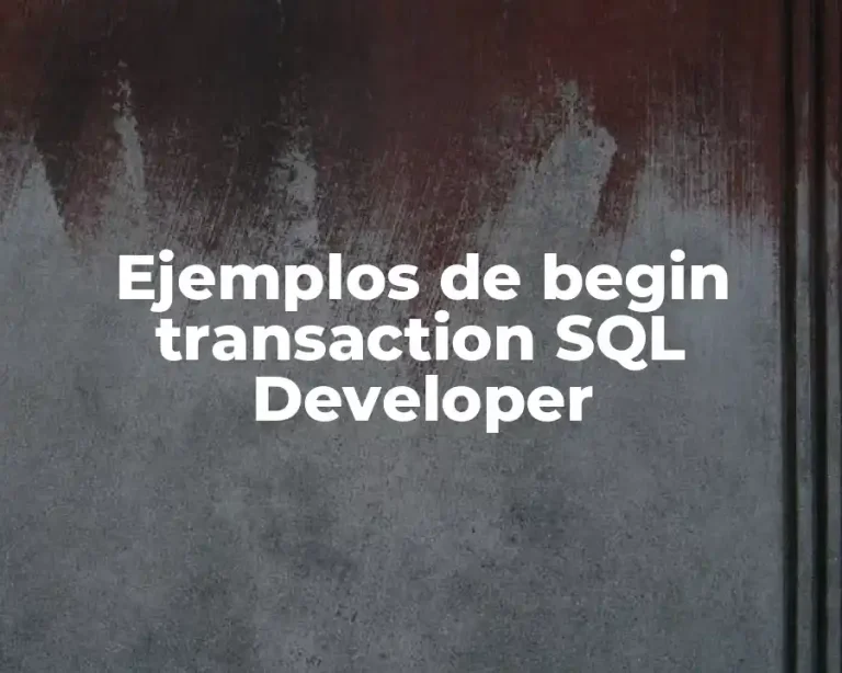 Ejemplos de begin transaction SQL Developer