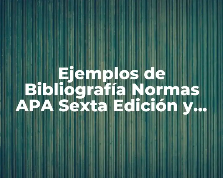 Ejemplos de Bibliografía Normas APA Sexta Edición y Significado