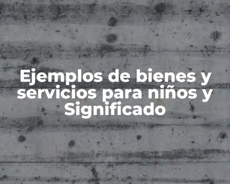 Ejemplos de bienes y servicios para niños y Significado