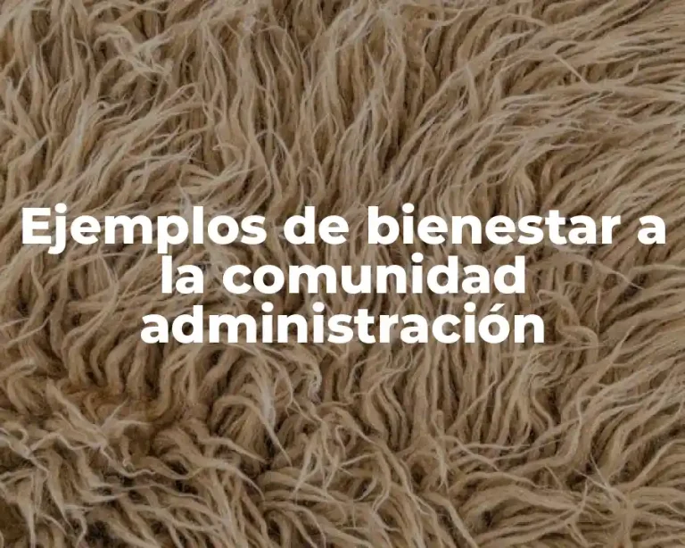 Ejemplos de bienestar a la comunidad administración