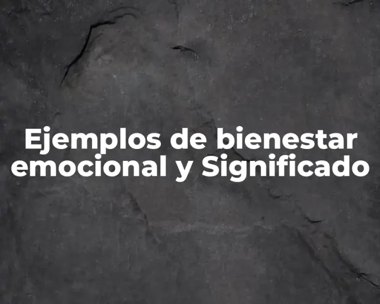 Ejemplos de bienestar emocional y Significado