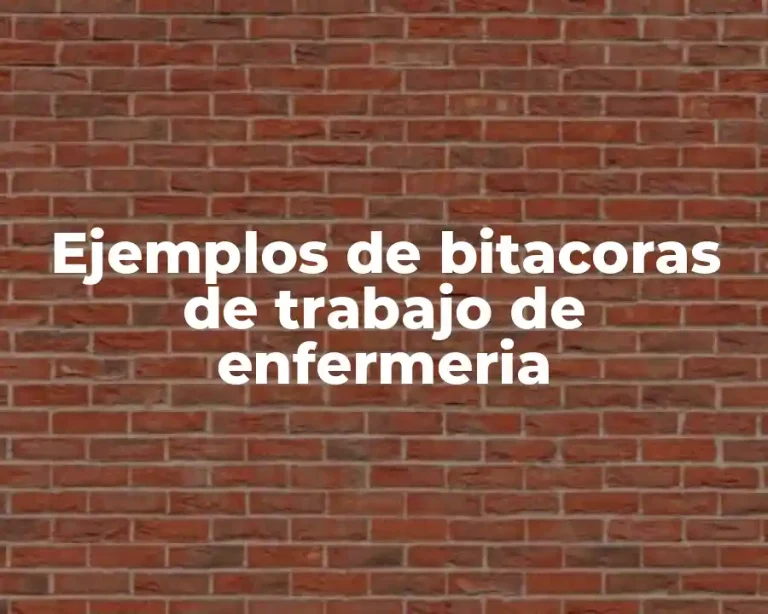 Ejemplos de bitacoras de trabajo de enfermeria