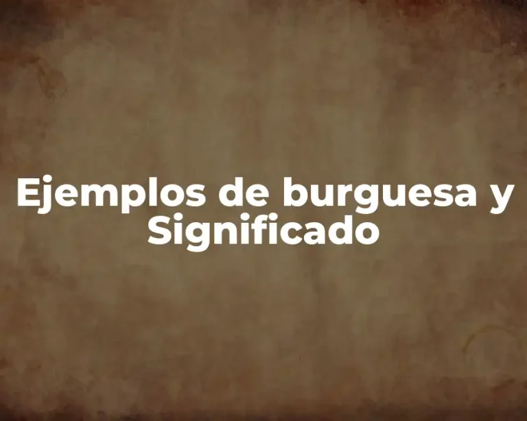 Ejemplos de burguesa y Significado