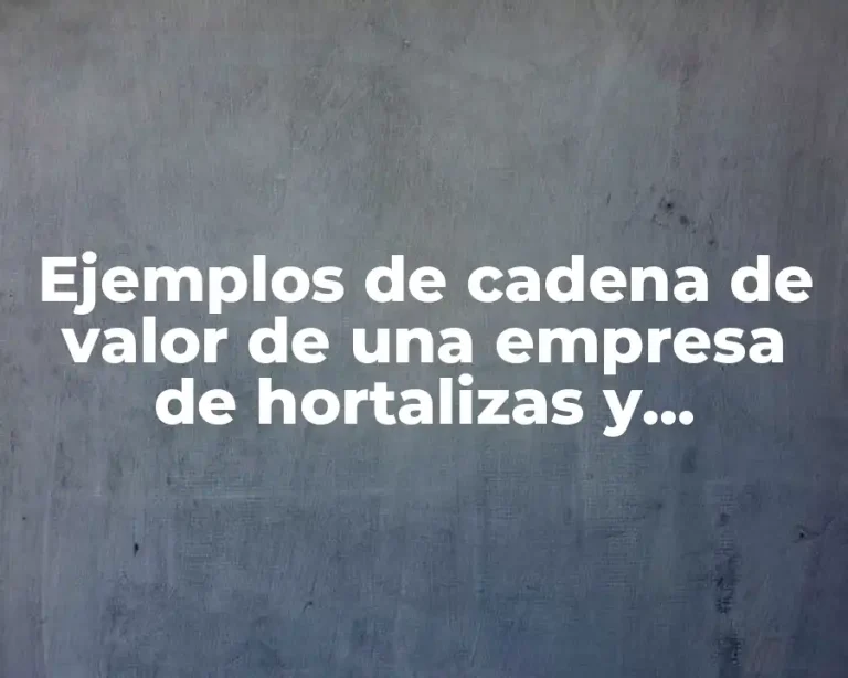 Ejemplos de cadena de valor de una empresa de hortalizas y Significado