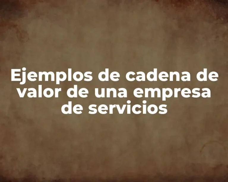 Ejemplos de cadena de valor de una empresa de servicios