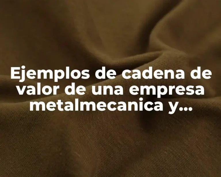 Ejemplos de cadena de valor de una empresa metalmecanica y Significado