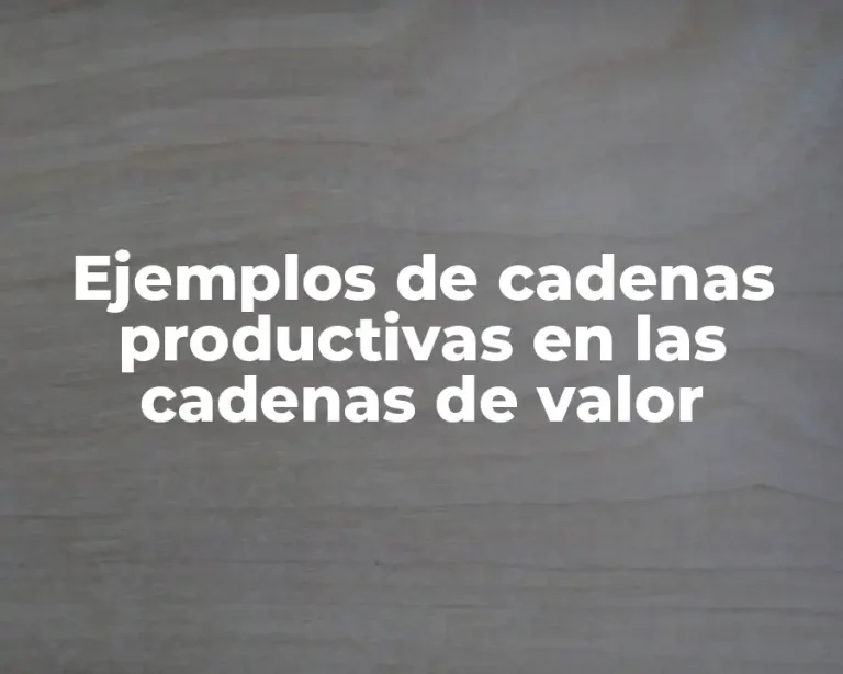 Ejemplos de cadenas productivas en las cadenas de valor