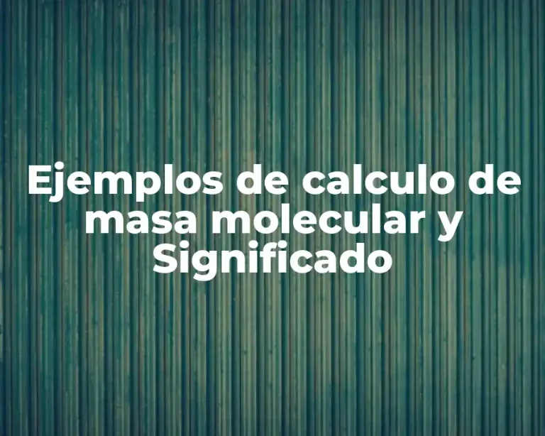 Ejemplos de calculo de masa molecular y Significado