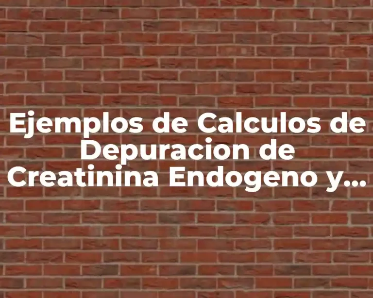 Ejemplos de Calculos de Depuracion de Creatinina Endogeno y Significado
