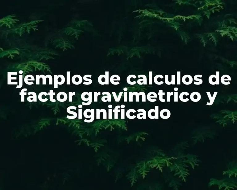 Ejemplos de calculos de factor gravimetrico y Significado