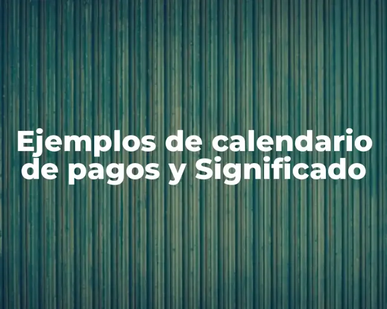 Ejemplos de calendario de pagos y Significado