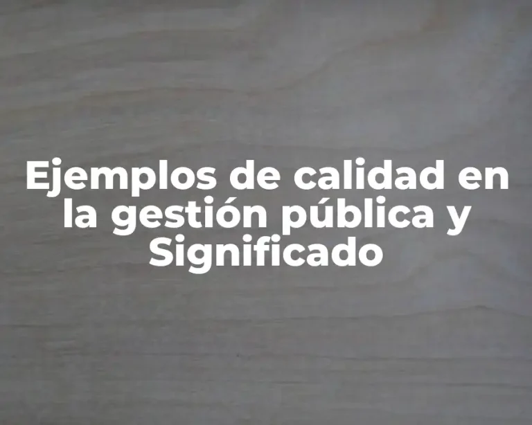 Ejemplos de calidad en la gestión pública y Significado