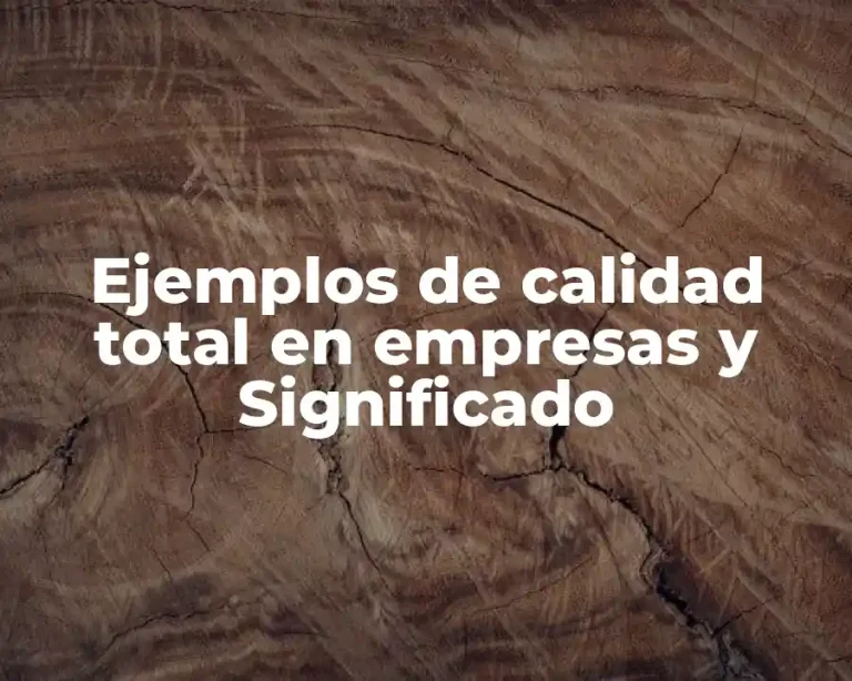 Ejemplos de calidad total en empresas y Significado
