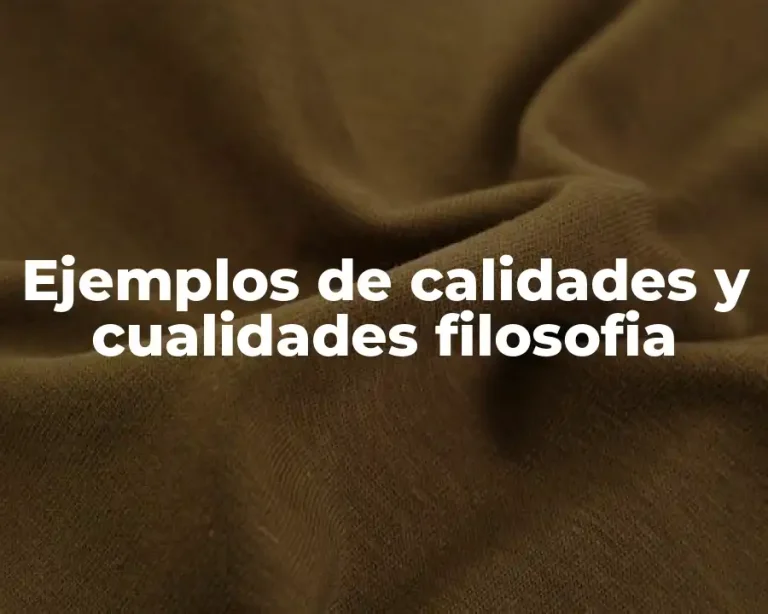 Ejemplos de calidades y cualidades filosofia