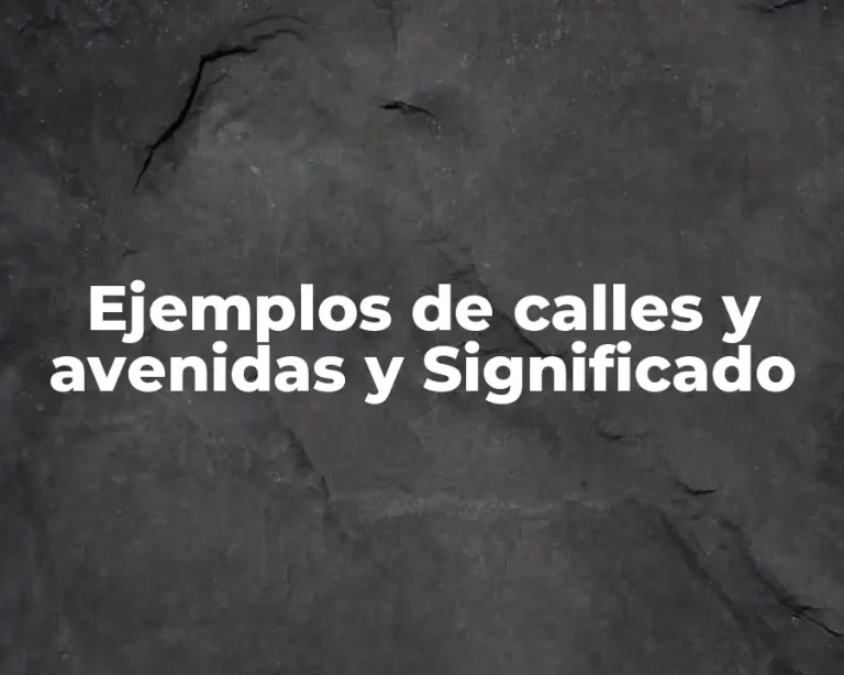 Ejemplos de calles y avenidas y Significado