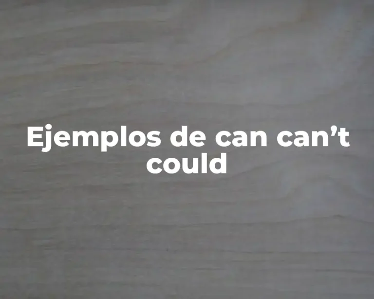 Ejemplos de can can’t could