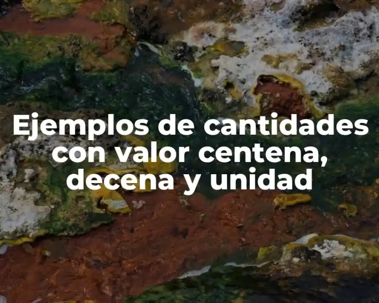 Ejemplos de cantidades con valor centena, decena y unidad