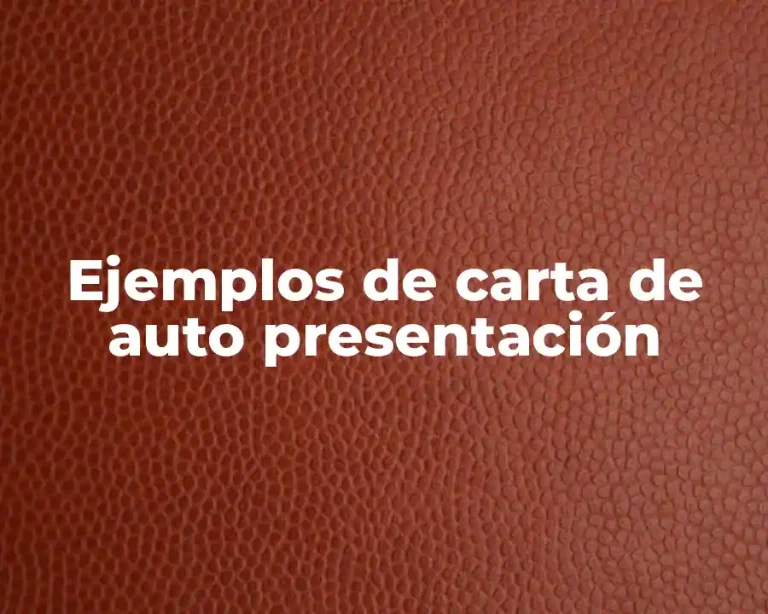 Ejemplos de carta de auto presentación