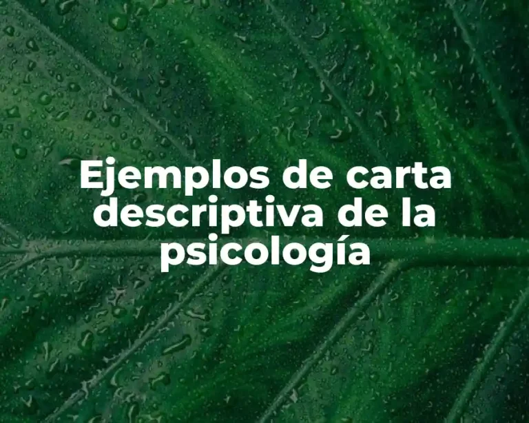 Ejemplos de carta descriptiva de la psicología