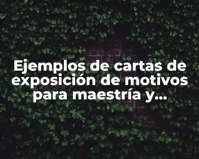 Ejemplos de cartas de exposición de motivos para maestría y Significado