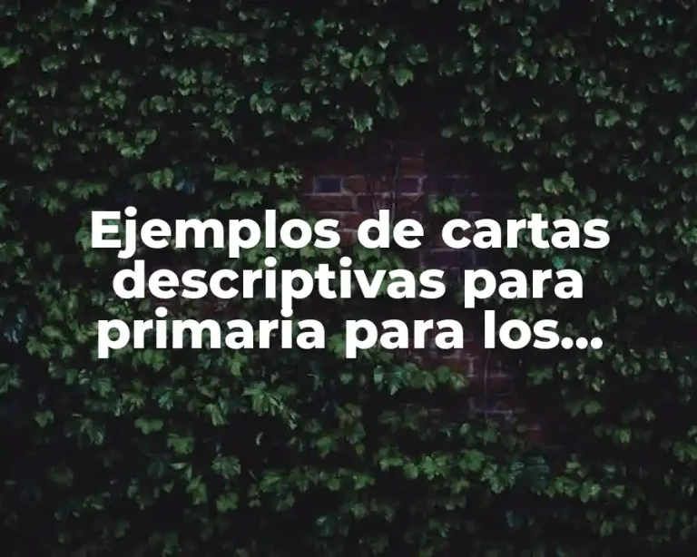 Ejemplos de cartas descriptivas para primaria para los alumnos