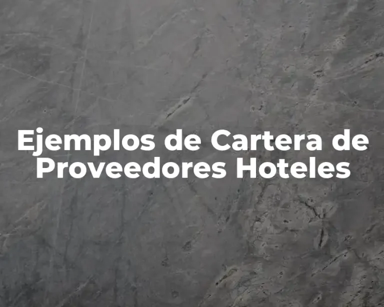 Ejemplos de Cartera de Proveedores Hoteles