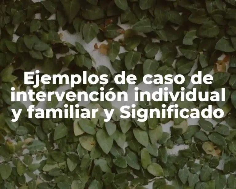 Ejemplos de caso de intervención individual y familiar y Significado
