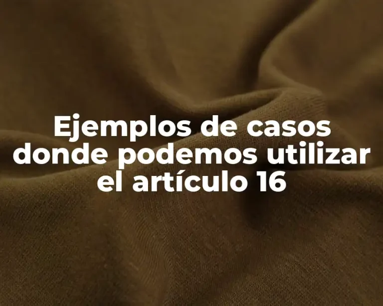 Ejemplos de casos donde podemos utilizar el artículo 16