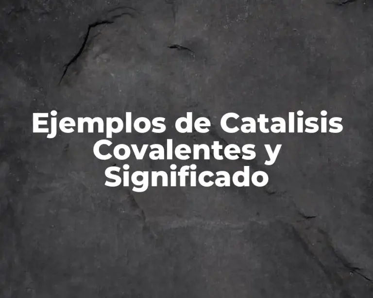 Ejemplos de Catalisis Covalentes y Significado